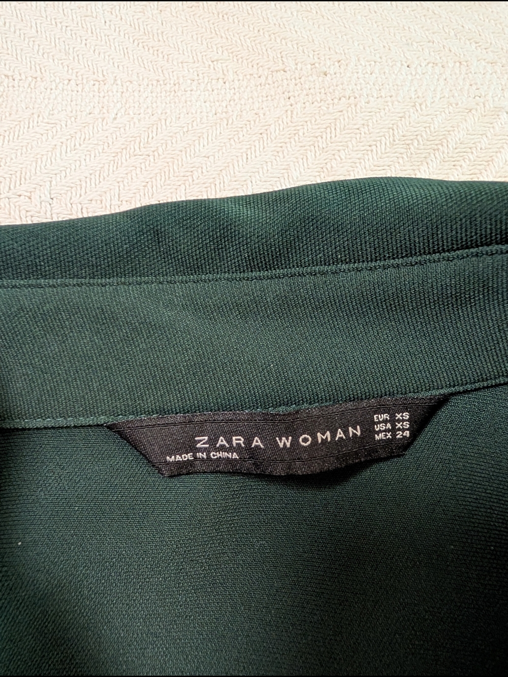 Zara Dark Green Long-Sleeve Shirt Dress with Covered Buttons - Picture 3 of 3